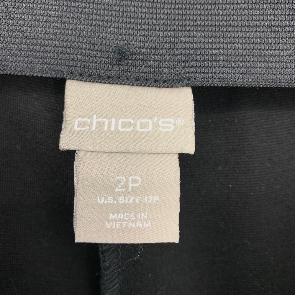 Chicos Straight Leg Ponte Dress Pants Womens Size 2P US 12P Black Pull On - Picture 5 of 6